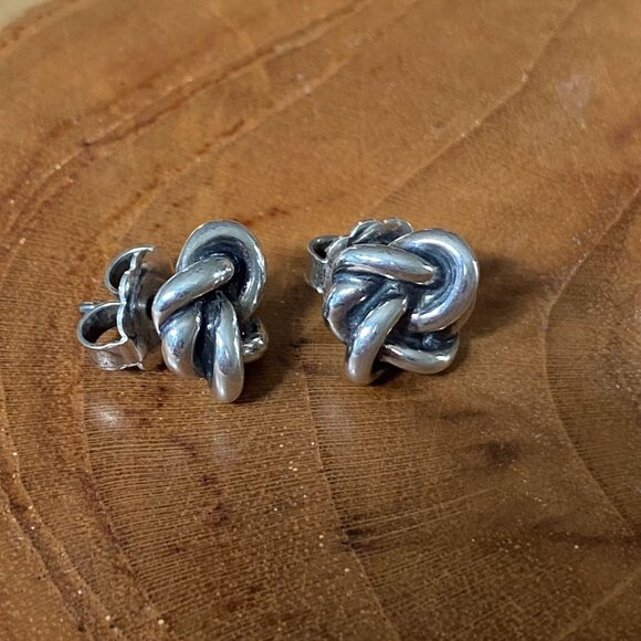 RETIRED James Avery Lover's Knot Stud Earrings, Sterling Silver - Picture 1 of 3
